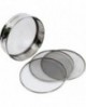 tamis inox avec 4 fonds interchangeables 3,2,1 et 0.75 mm 26 cm