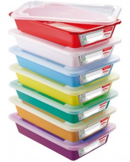 lot de 7 bacs PEHD de couleur pour plats témoins 35x23.5x7 cm