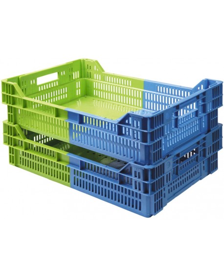 bac gerbable emboîtable ajouré bleu et vert 600 x400 hauteur 24,4 cm 45