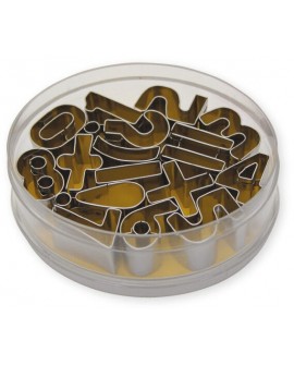 boîte de 16 découpoirs inox chiffres et signes
