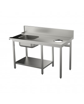 Table d'entrée droite lave vaisselle avec bac et TVO 1800 mm PVLaboConcept