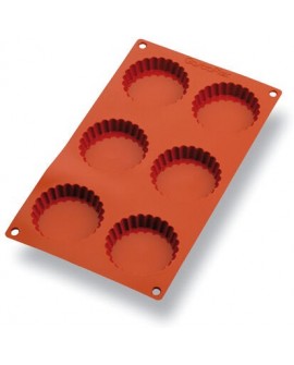 Gastroflex plaque GN 1/3 325x176 de 6 tartelettes cannelées 7.5 cm
