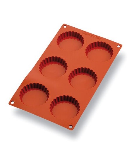 Gastroflex plaque GN 1/3 325x176 de 6 tartelettes cannelées 7.5 cm