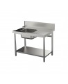 Plonge adossée avec emplacement lave vaisselle 1 bac+égouttoir à droite 1400 mm PVLaboConcept