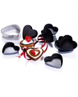 Exopan 12 tartelettes cannelées coeur 9 cm