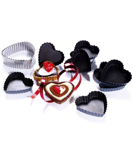 Exopan 12 tartelettes cannelées coeur 9 cm