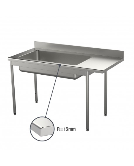 Table de déboîtage inox 15/10 ème 3X GN 1/1 pieds carrés 1500 mm PVLaboConcept