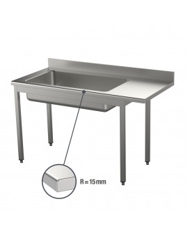 Table de déboîtage inox 15/10 ème pieds carrés 4X GN 1/1 1800 mm PVLaboConcept