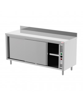 Meuble bas chauffant ventilé inox adossé portes coulissantes 1800 mm PVLaboConcept