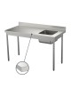 Table du chef inox adossée étagère  bac à droite 1000 mm PVLaboConcept