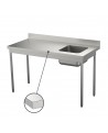 Table du chef inox adossée étagère  bac à droite 1000 mm PVLaboConcept
