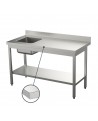Table du chef inox adossée étagère bac à gauche 2000 mm PVLaboConcept