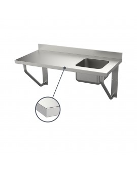 Table du chef suspendue inox adossée bac à droite 1000 mm PVLaboConcept