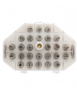 boîte de 26 douilles inox décors fins assortis