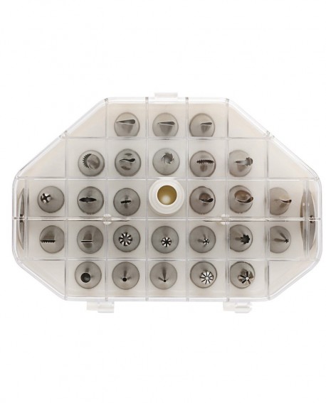 boîte de 26 douilles inox décors fins assortis