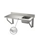 Table du chef suspendue inox adossée bac à droite 1200 mm PVLaboConcept