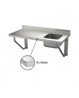 Table du chef suspendue inox adossée bac à droite 1800 mm PVLaboConcept