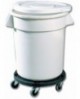 Brute® conteneur rond blanc avec couvercle et chariot 49.5x58 cm - 75.7 L