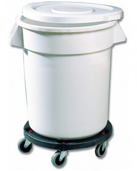 Brute® conteneur rond blanc avec couvercle et chariot 49.5x58 cm - 75.7 L