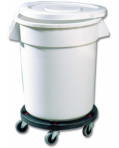 Brute® conteneur rond blanc avec couvercle et chariot 49.5x58 cm - 75.7 L
