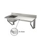 Table du chef suspendue inox adossée bac à gauche 1200 mm PVLaboConcept