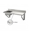 Table du chef suspendue inox adossée bac à gauche 1600 mm PVLaboConcept