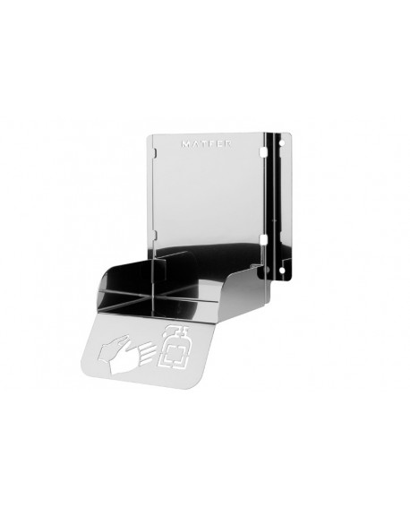 Support mural tout inox pour flacon de gel hydroalcoolique