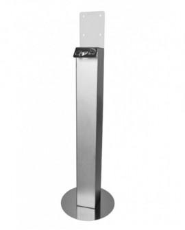 Support sur pied tout inox pour flacon de gel hydroalcoolique
