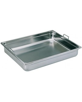 bac gastronorme plein inox - avec anses escamotables - GN 2/1 profondeur 20 cm
