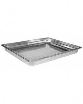 bac gastronorme perforé inox - sans anse - GN 2/1 profondeur 5.5 cm