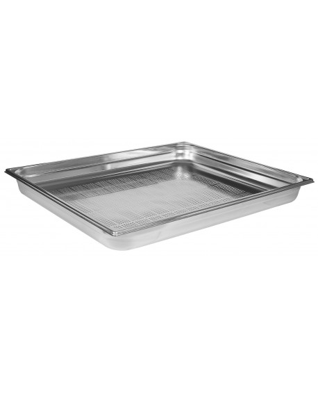 bac gastronorme perforé inox - sans anse - GN 2/1 profondeur 5.5 cm