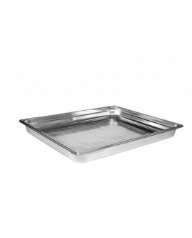 bac gastronorme perforé inox - sans anse - GN 2/1 profondeur 6.5 cm
