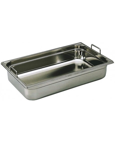bac gastronorme plein inox - avec anses fixes - GN 1/1 profondeur 15 cm