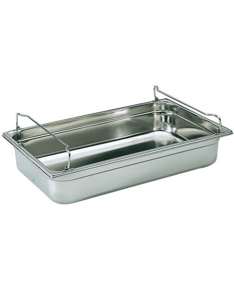 bac gastronorme plein inox - avec anses panier - GN 1/1 profondeur 10 cm