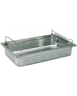 bac gastronorme perforé inox - avec anses panier - GN 1/1 profondeur 15 cm