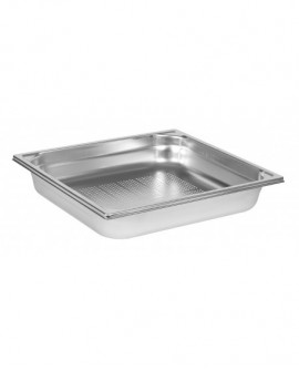 bac gastronorme perforé inox - sans anse - GN 2/3 profondeur 6.5 cm