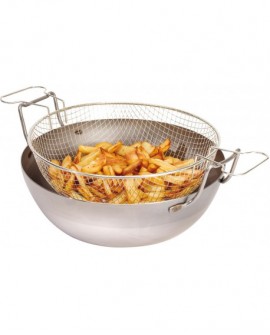 bassine à friture en tôle d'acier noire avec panier 40 cm