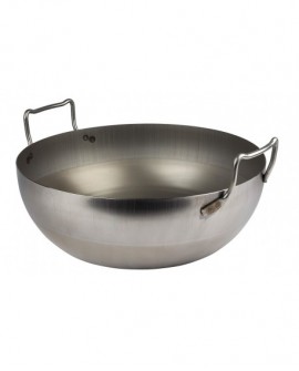 bassine à friture en tôle d'acier noire sans panier 40 cm