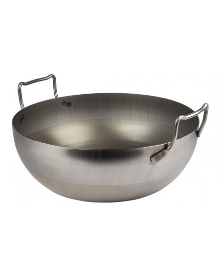 bassine à friture en tôle d'acier noire sans panier 40 cm